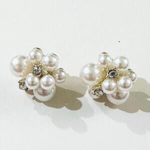 Pearl and Rhinestone Cluster Earrings